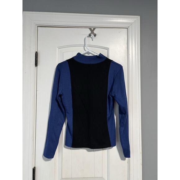 Takeout Blue Black Fitted 1/4 Zip Sweater Size M Mens - Picture 3 of 3